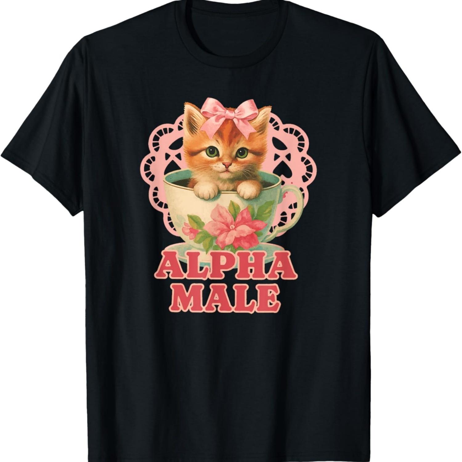 Funny Alpha Male Cat Hilarious Cat Meme Cat Lovers T-Shirt S