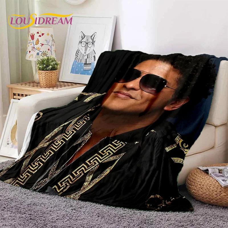 Bruno Mars 3D Sänger Star Weiche Flanelldecke für Betten Schlafzimmer Sofa Picknick, Überwurfdecke zum Zudecken im Freien Freizeit Nickerchen Geschenk