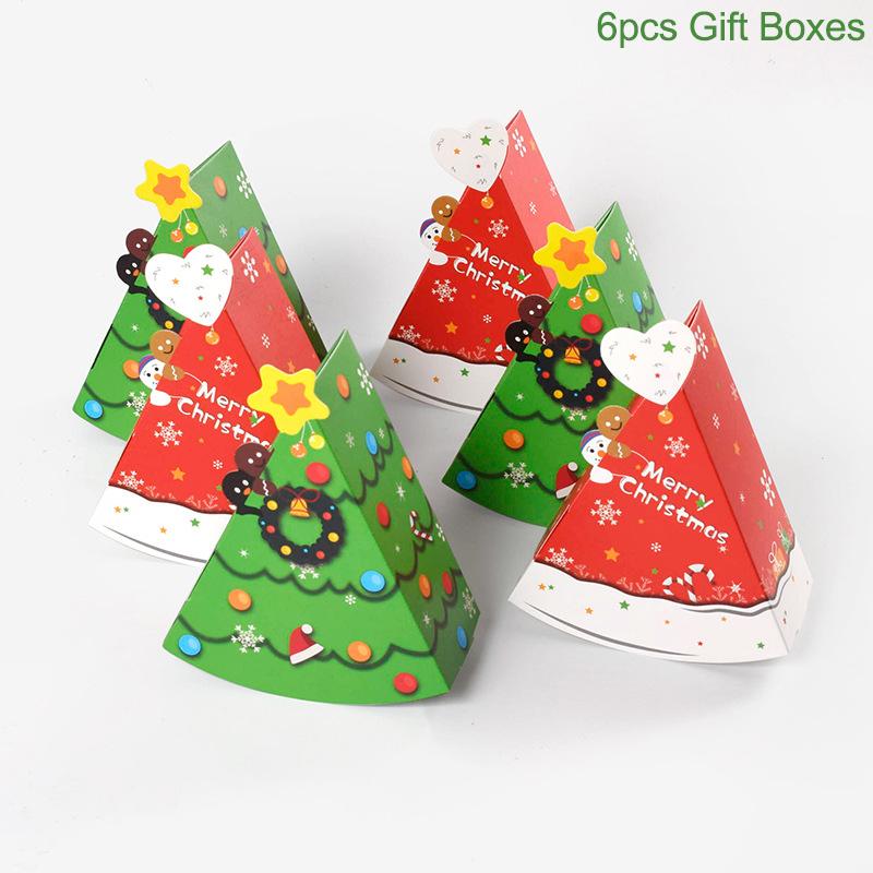

6pcs Cute Christmas Gift Boxes Candy Cookies Pack Boxes Xmas Tree Pattern Snack Baking Packaging Treat Box Christmas 2024 Noel as show