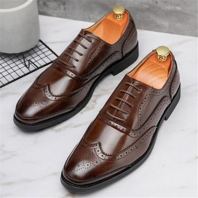 Trendige Herren Casual Schwarz Braun Schnürschuhe Oxford Brogues Schuhe Gentleman Business Flats Kleiderschuhe Homecoming Schuhe Zapatos Hombre