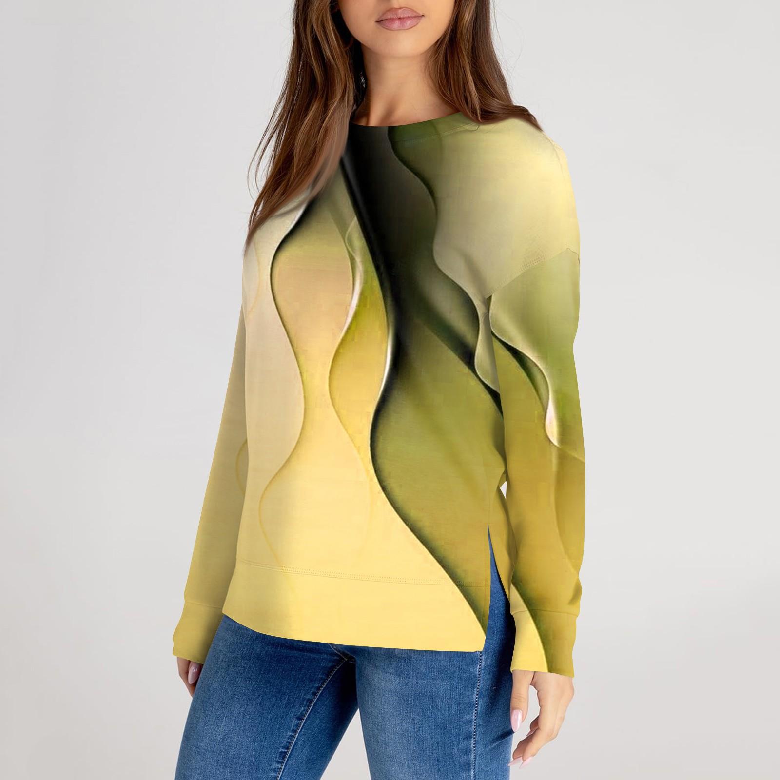 

Женский повседневный модный однотонный свитер с круглым вырезом и длинными рукавами XL жёлтый