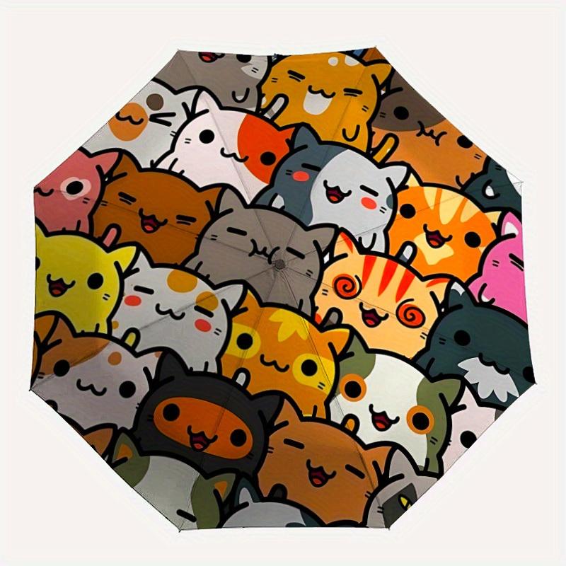 

1pc Kawaii Cats Automatic Open/Close Umbrella, Umbrella with cartoon Design, Portable Compact Umbrella for Men & Women, Good Holiday Gift yy