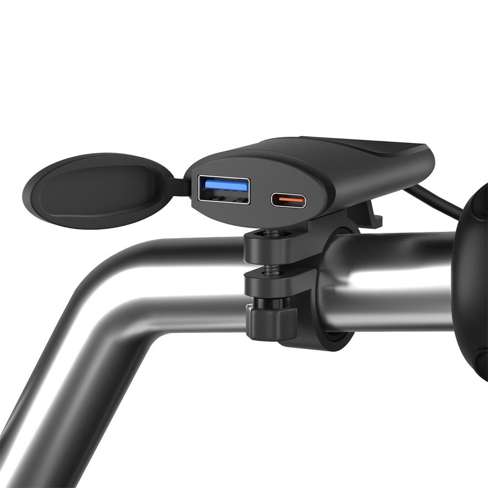 Motorcycle Charger 30W USB-C & 18W USB-A Dual Ports Phone Fast Charging Adapter