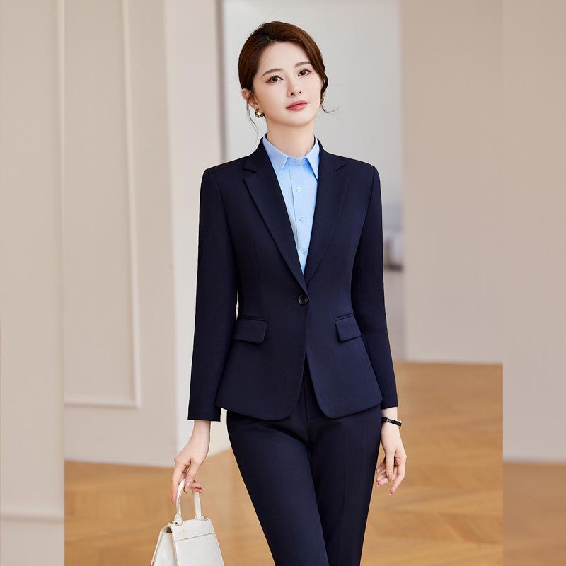Women's Navy Blue Workwear Shirt and Suit Set for Post Office Bank Employees