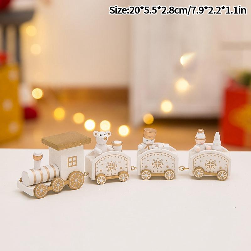 Wooden Carousel Figurine Christmas Tree Decoration Ornaments Wooden Small Train Shop Windows Display Festival Christmas Gifts 7