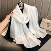 Luxury Brand Summer Solid Pure Silk Scarf Women Long Large Size Soft Wrap and Shawls Bandana Beach Hijab Head Female Foulard