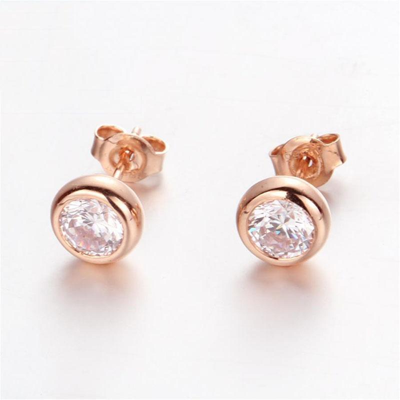 Personality Temperament Small Stud Earrings Simple High-End Purple Gold Steel Plated Rose Earrings Luxury