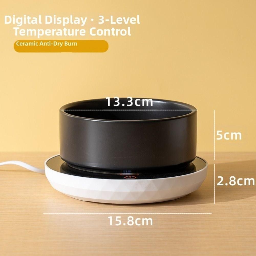 Ceramic Pet Heated Water Bowl Intelligent Temperature Adjustable Anti-dry Burning Self-Heating Water Bowl Non-slip Cartoon