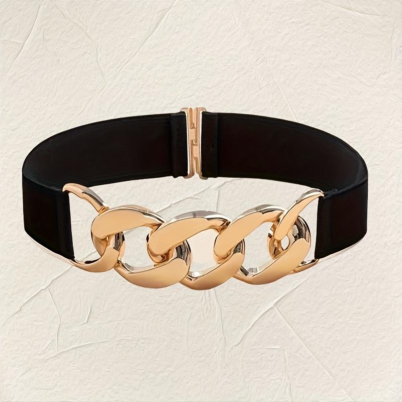 1 шт. Эластичный эластичный ремень, Женский универсальный повседневный модный ремень золотой