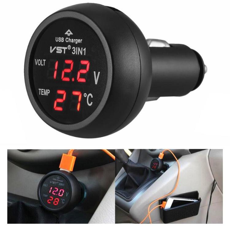 

Автомобільний зарядний пристрій USB 3 в 1 Автомобільний прикурювач з дисплеєм визначення напруги Багатофункціональний стіл для моніторингу