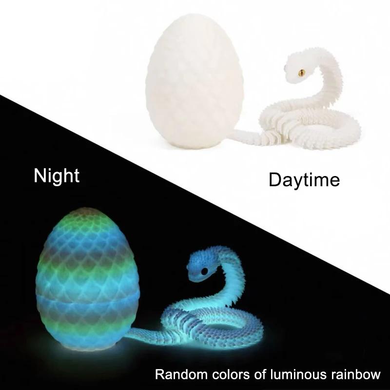 3D Printed Snake Egg Creative Decompression Snake Mold Movable Rotatable Articulated Desktop Ornament Realistic Animals Kid Toy