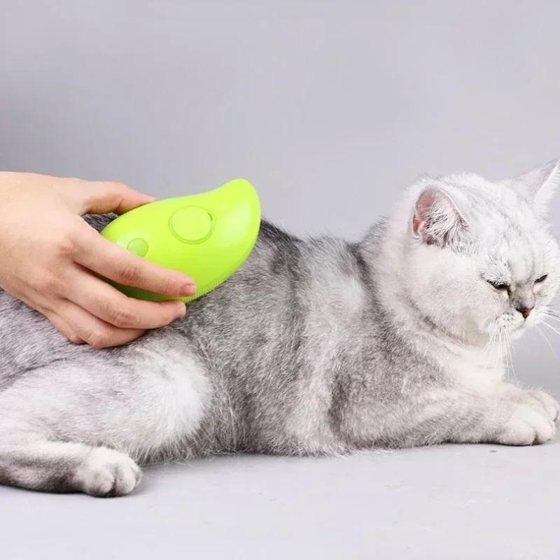 Katt Dampbørste Elektrisk Spray Vann Spray Kattunge Kjæledyrkam Myk Silikon Depilering Katter Badehårbørste Pleieutstyr