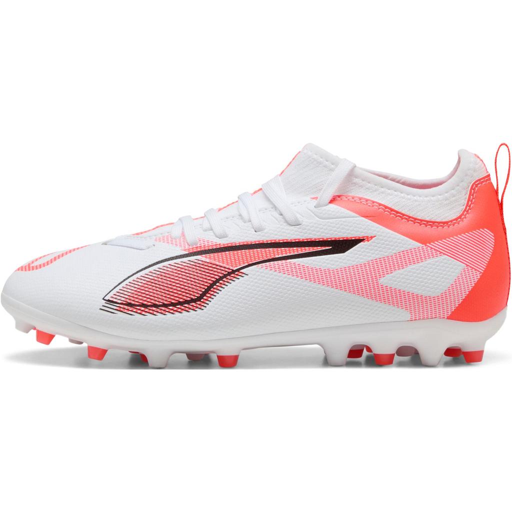Puma Ultra 5 Match Mg Football Series Soft Comfortable Low Top Kids Football Shoes Kids Football Shoes White Black Bright-Red 108349-01