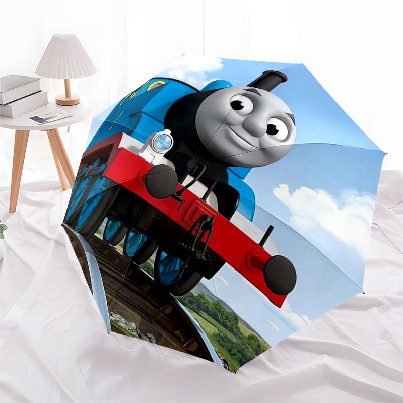 Train, Engine Themed Automatic Opening and Closing Umbrella, Compact Travel Umbrella, Lightweight and Portable, Suitable for Beach Commuting