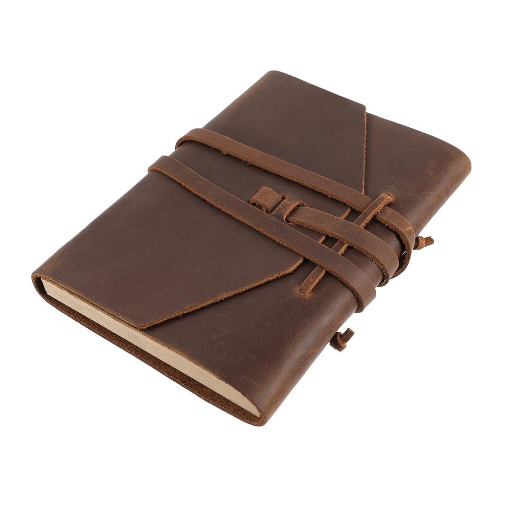 Jojofuny Leather Notebook, Retro Antique Style, Plain, Handmade, Personalized, Diary, Notepad, Planner, Stationery, Gift, Brown