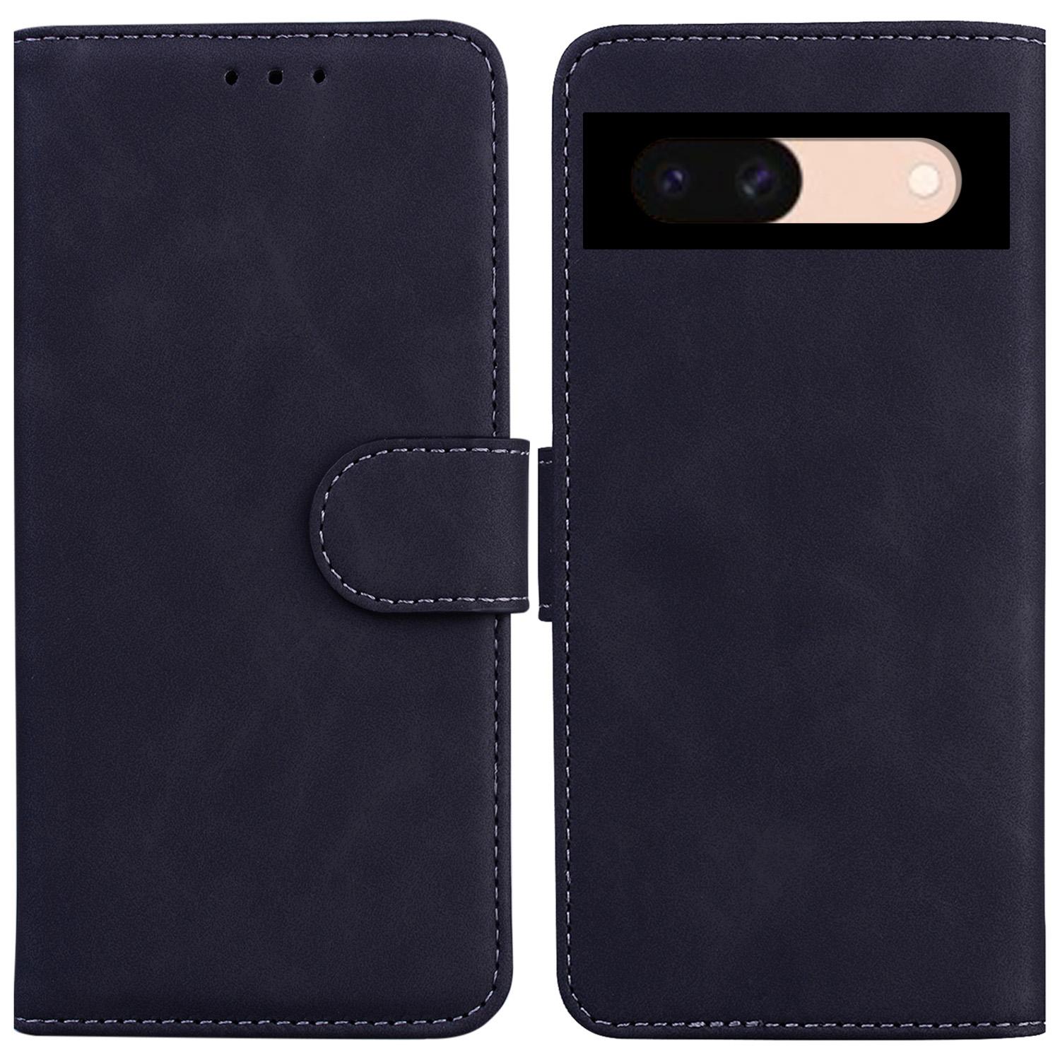 

For Google Pixel 8a Phone Stand Case Wallet PU Leather Flip Solid Color Cell Phone Cover Black