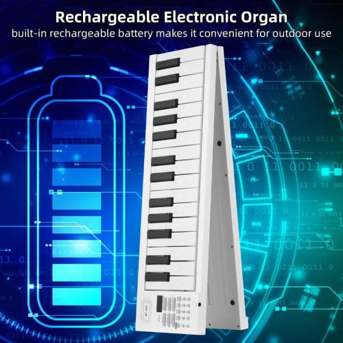 Btuty 61-Key Folding Digital Piano, Multifunctional Electronic Piano with Keyboard, LED Display, Built-in Rechargeable Battery, Musical Instrument, Di
