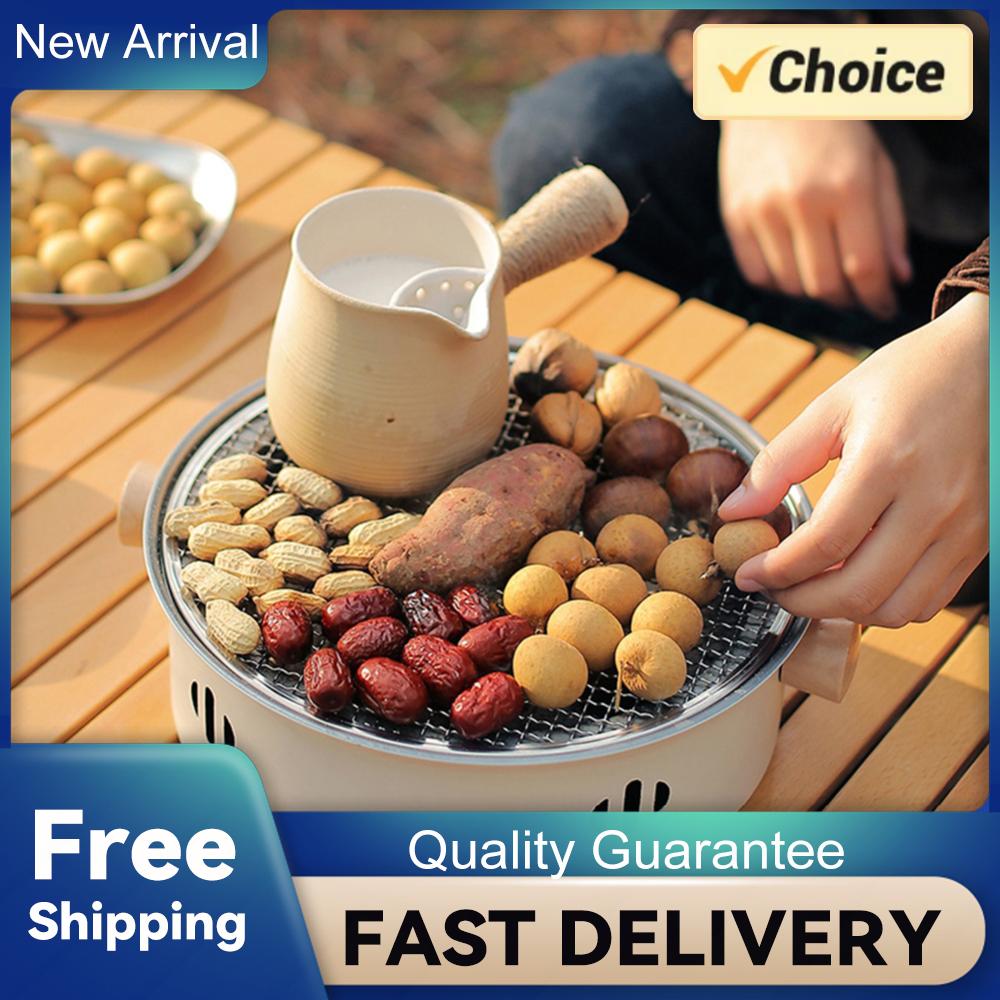 Charcoal Barbecue Grill Portable Barbecue Grill Pan with Grill Net Camping Grill Stove Multifunction for Outdoor Garden Patio China Mainland