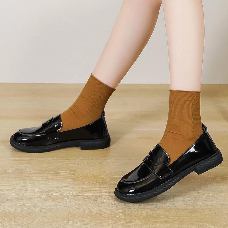 Chaussures de travail JK Petites chaussures en cuir Étudiantes Polyvalentes Printemps et Automne Petites chaussures en cuir