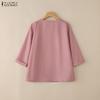 ZANZEA Women Casual Round Neck 3/4 Sleeve Loose Print Blouse