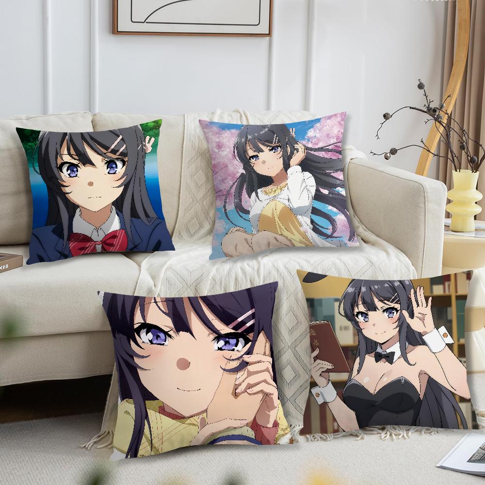 anime girl s-Sakurajima Mai cushion cover Comfortable soft Pillow Case for Sofa Living Room Home office Decor Protective Covers