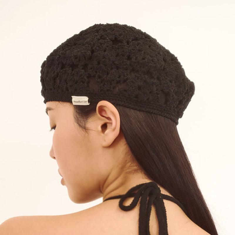 Naked Surf Club Flower Crochet Beret (Black)