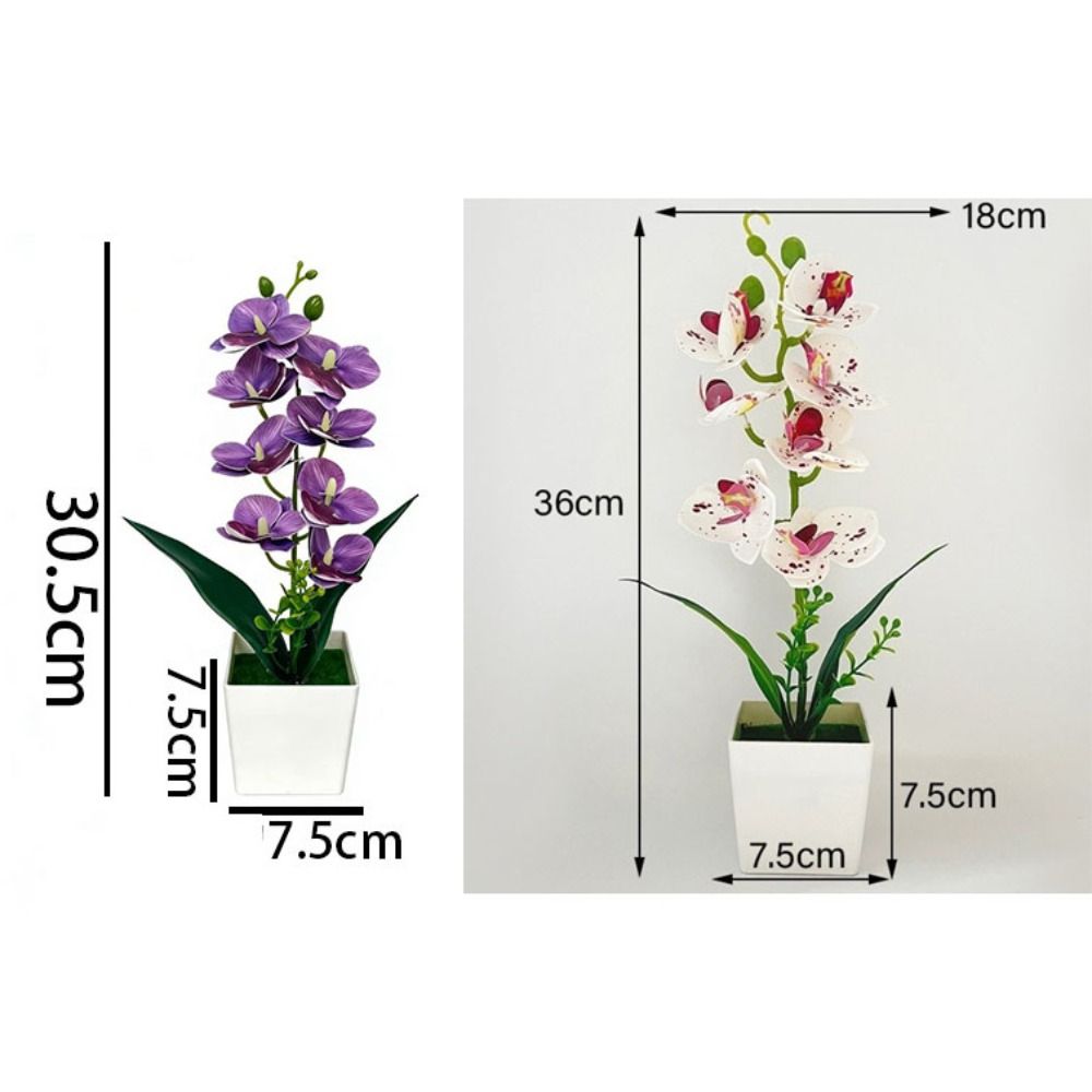 Mehrblütige Künstliche Orchidee Topfpflanzen Phalaenopsis Bonsai Wohnzimmer Ornamente