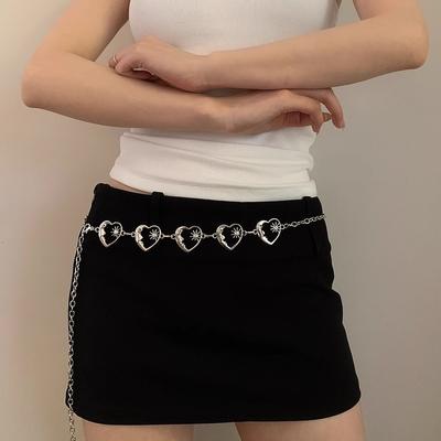 Chaîne de taille en métal Design Sense Femme Soleil Lune Amour Décorative Taille Mince Décorative Jupe Pantalon Ceinture