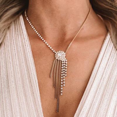 Diamond Flow Su Pendant Necklace Fashion, Simple Wild Rhinestone Necklace European and American Accessories Ladies