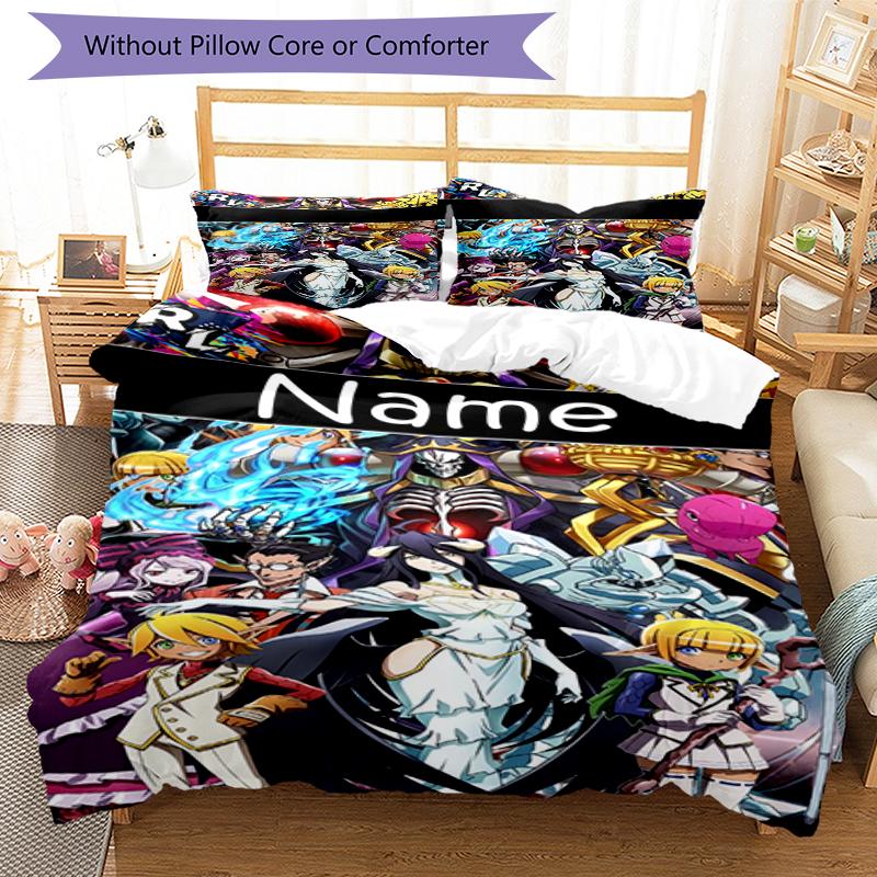 Set Biancheria da Letto Overlord Personalizzato con Nome 3 Pezzi Copripiumino Chiusura Include 1 Copripiumino e 2 Federe, Morbido e Confortevole per Tutte le Stagioni.