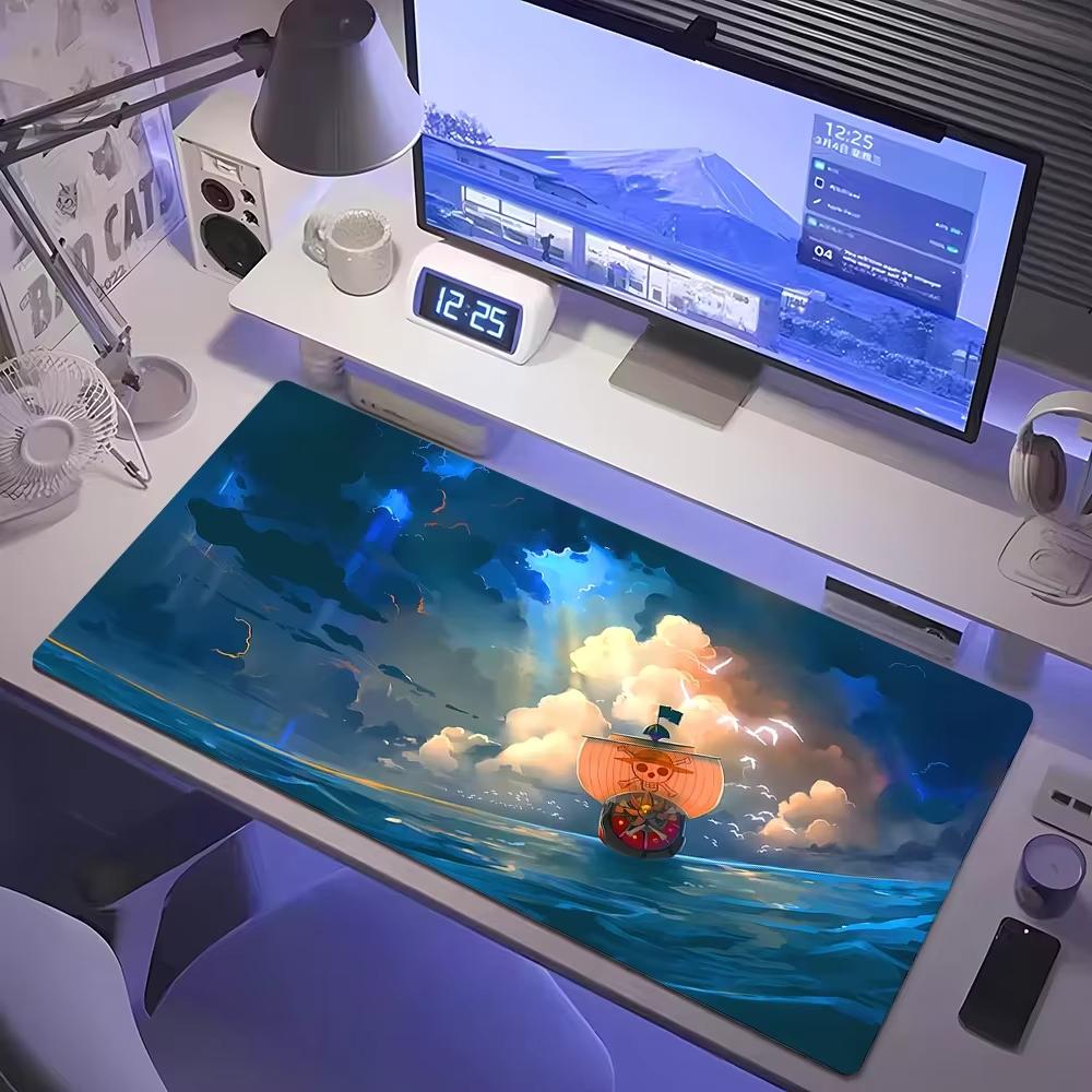 Anime Pirate Ship Sea Scene Large Desk Pad NonSlip AntiDirt Mouse Pad Waterproof Keyboard Mat for Gaming Office