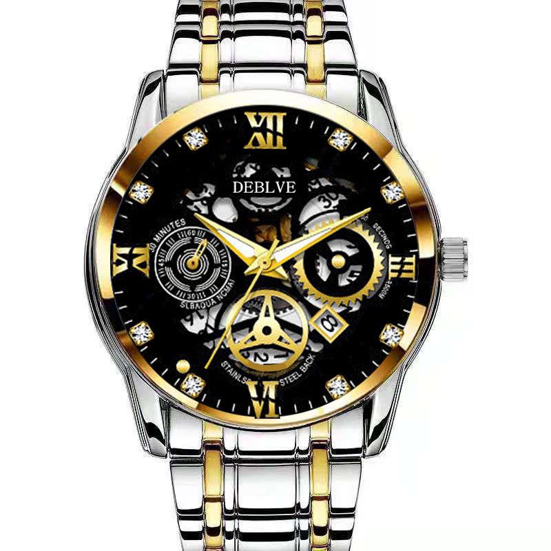 Men's Luminous Waterproof Quartz Wristwatch with Steel Band