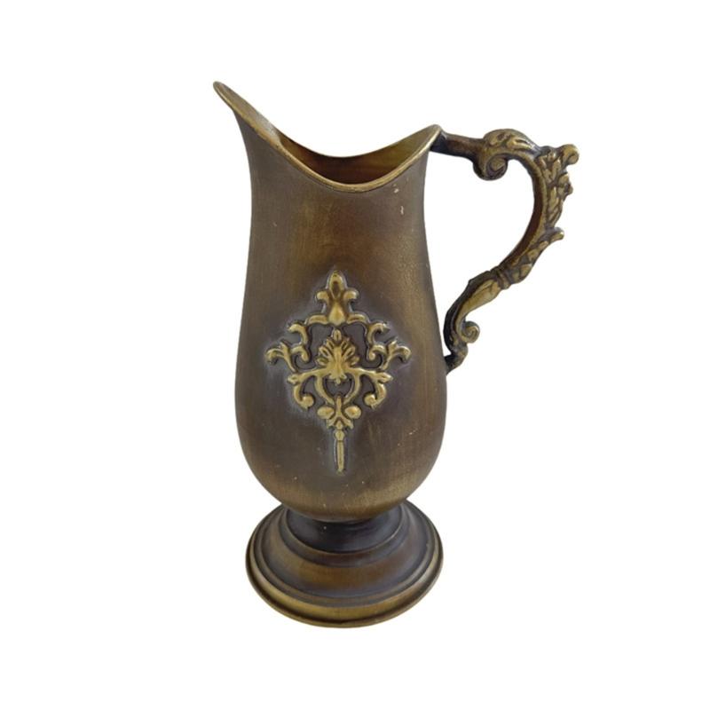 Antique Metal Flower Arrangement Vases Bronze Urn Planter Home Decors With Classical Embossed Pattern Outdoor Indoor Use