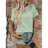 Summer Round Neck Short Sleeved Imitation Embroidery Flower Jacquard Top T-shirt for Women Shirt