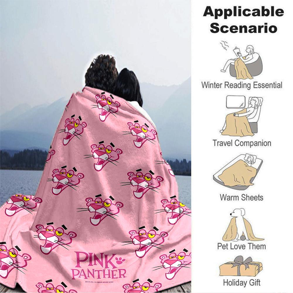 1Pc Pink Panther Blanket Soft Throw Blanket For Home Bedroom Bed Sofa Travel Office Solid Christmas Blanket