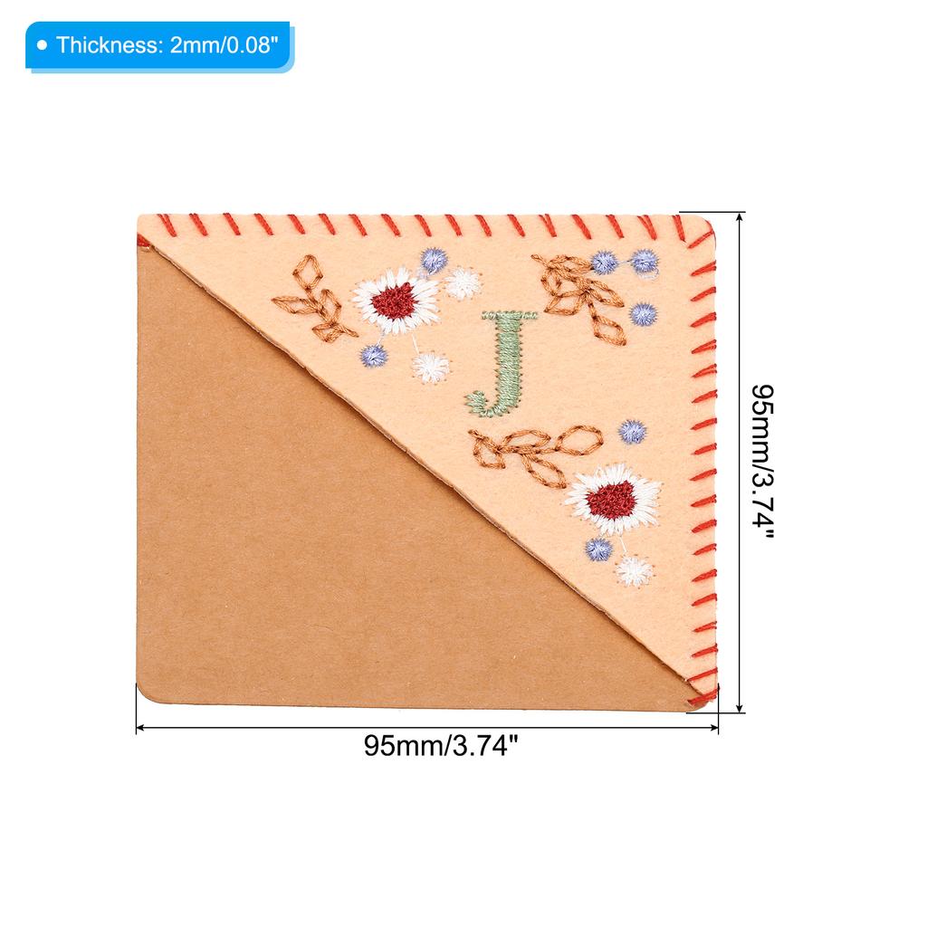 Personalized Hand Embroidered Corner Bookmark Cute Flower Felt Stitched Triangle Book Mark Page Marker for Women Men Book Lovers