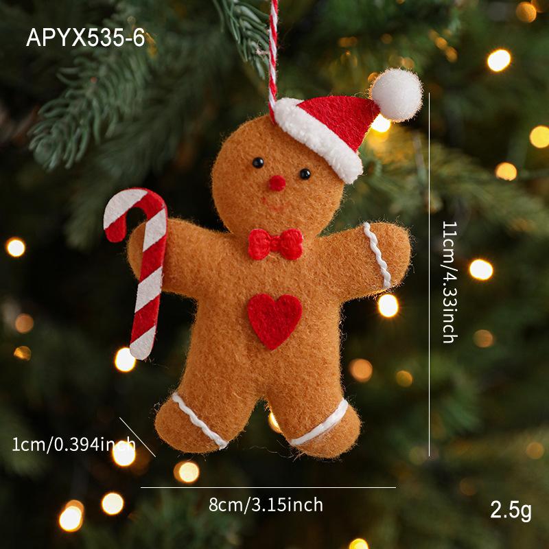 1/3/6Pcs Christmas Fuzzy Gingerbread Man Doll Xmas Tree Pendants  Year Kids Gift Hanging Ornaments Christmas Decorations For