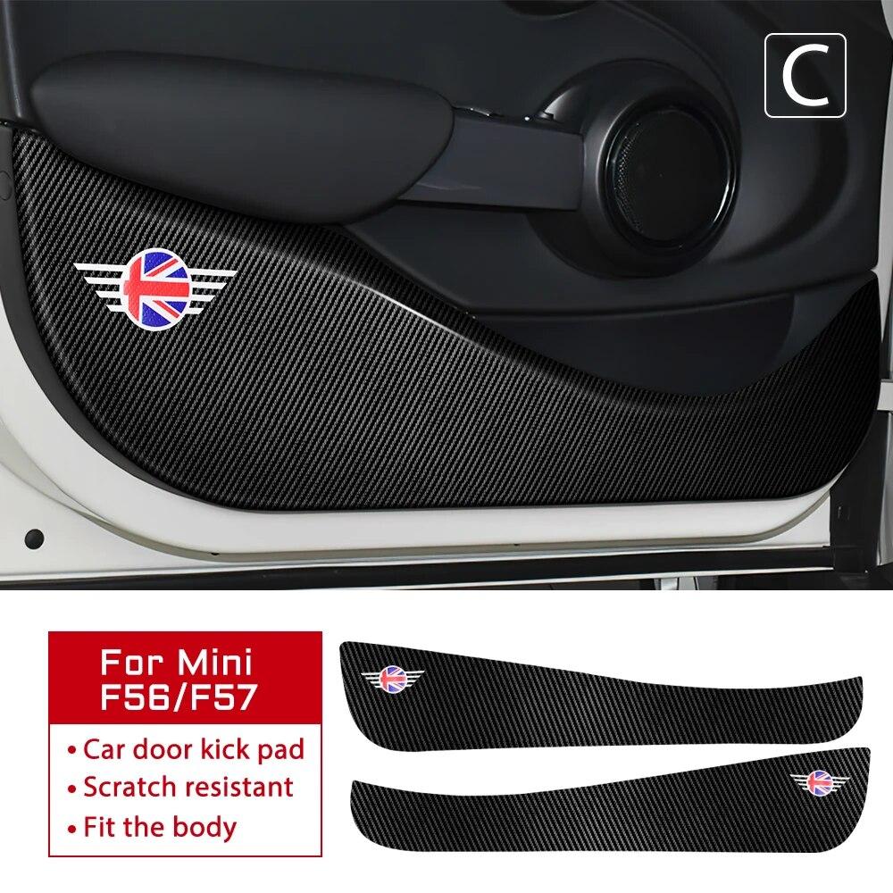 Leather Carbon Fiber Texture Protection Sticker Car Door Anti Kick Pad For BMW Mini Cooper S F54 F55 F56 F60 R56 R60 Countryman