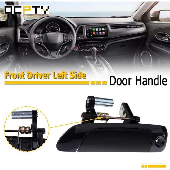 OCPTY Door Handle Exterior Front Driver Left Side Replacement fit 2001-2005 for Honda Civic Outside Door Handle Smooth Black