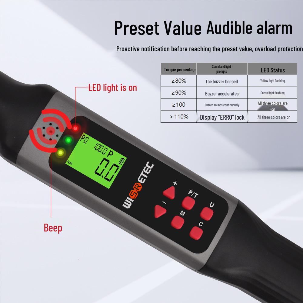 High-Precision Digital Torque Wrench, 0.06-340Nm, Adjustable, with Electronic Display