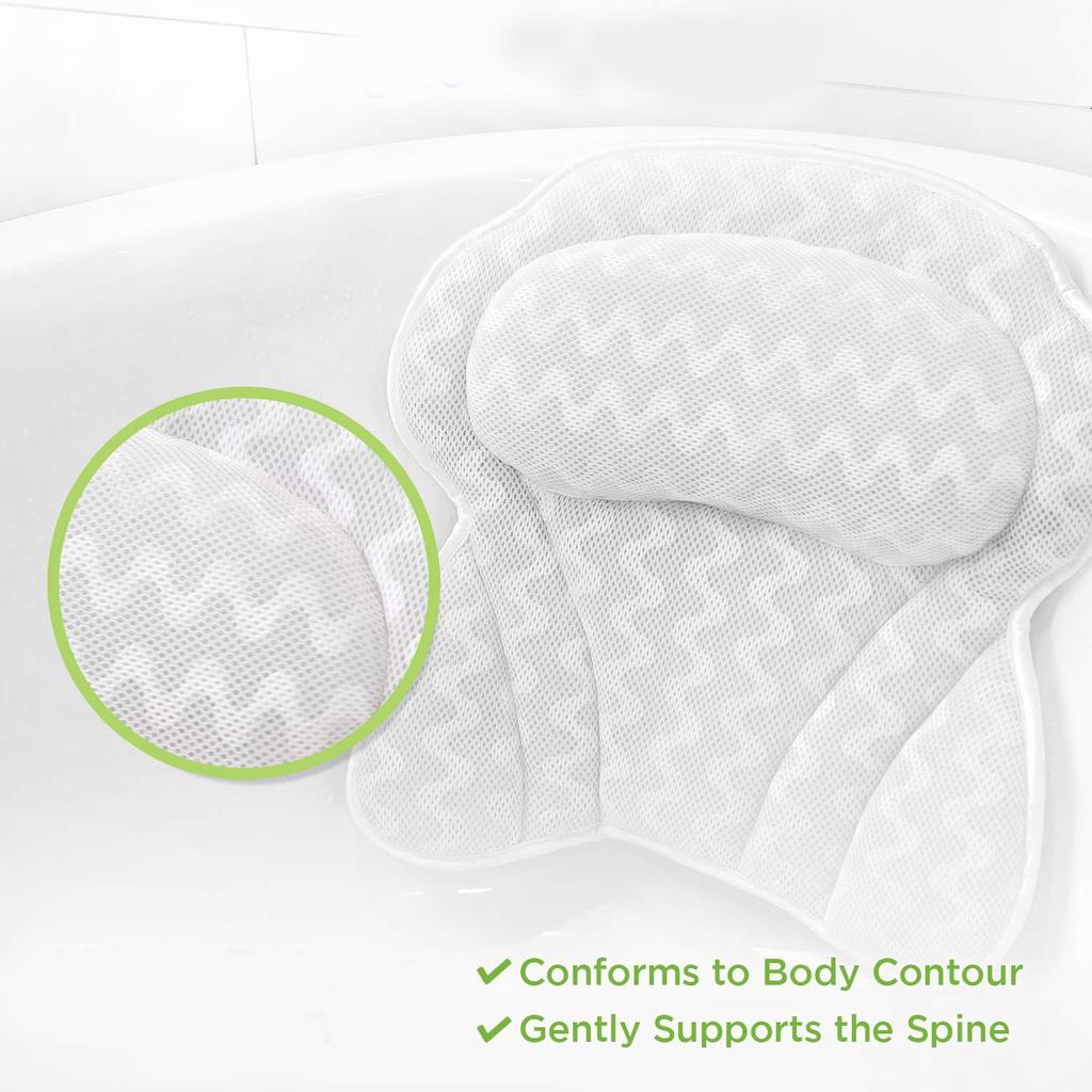 Bath Pillow Luxury Bathtub Pillow, Back Neck Support Pillow,Ergonomic Tub Pillow for Bath with 3D/4D Air Mesh,Portable Bathtub Accessories