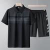 Middle Aged And Elderly Sports Suit Men's Casual Ice Silk Short Sleeved Men's Two-piece Set