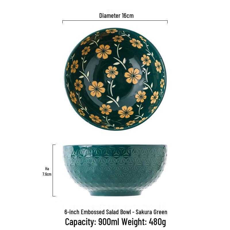Japanese Underglaze Ceramic Embossed 6-inch Bowl