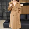 Women's Double-Breasted Wool Overcoat - Extended Trench Coat for Autumn/Winter