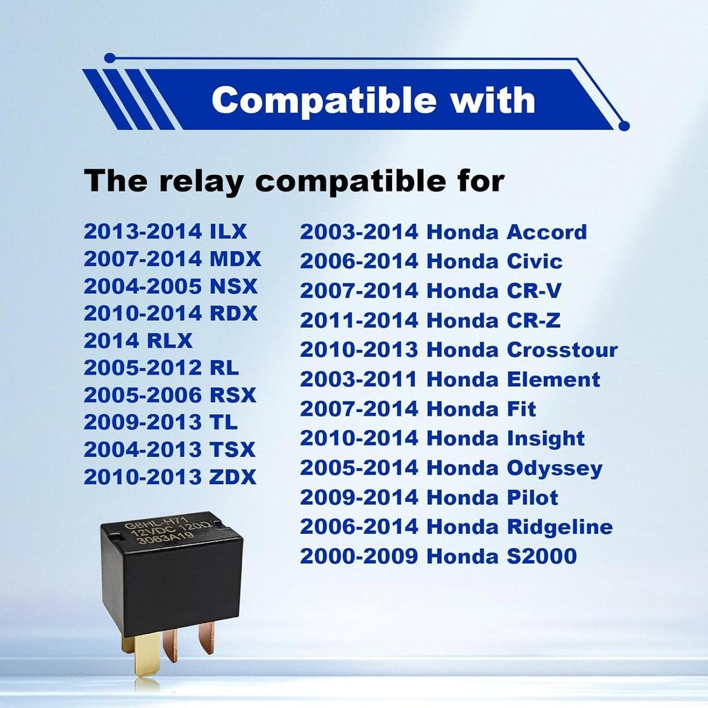 4 Pack AC and Starter Relay Compatible with 2003-2014 Accord 2006-2014 Civic