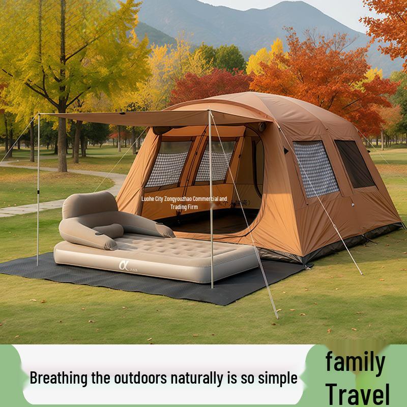 Outdoor Raised Double Air Mattress - Thickened Inflatable Bed, Foldable and Simple Design