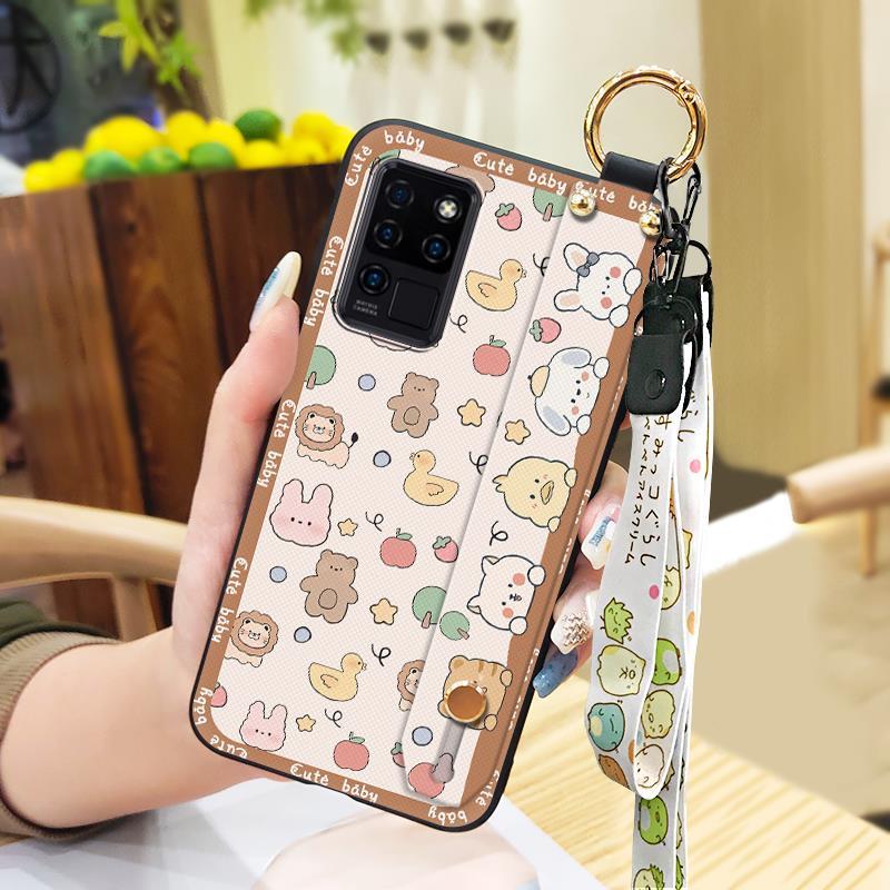 Kickstand Dirt-resistant Phone Case For Oukitel C21 Fashion Design Anti-knock Wrist Strap Back Cover Cute Waterproof