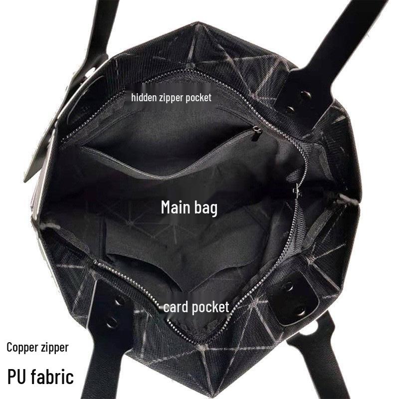 Borsa a mano rombo geometrico lucida: Borsa a tracolla pieghevole alla moda a 6 scomparti per donna.