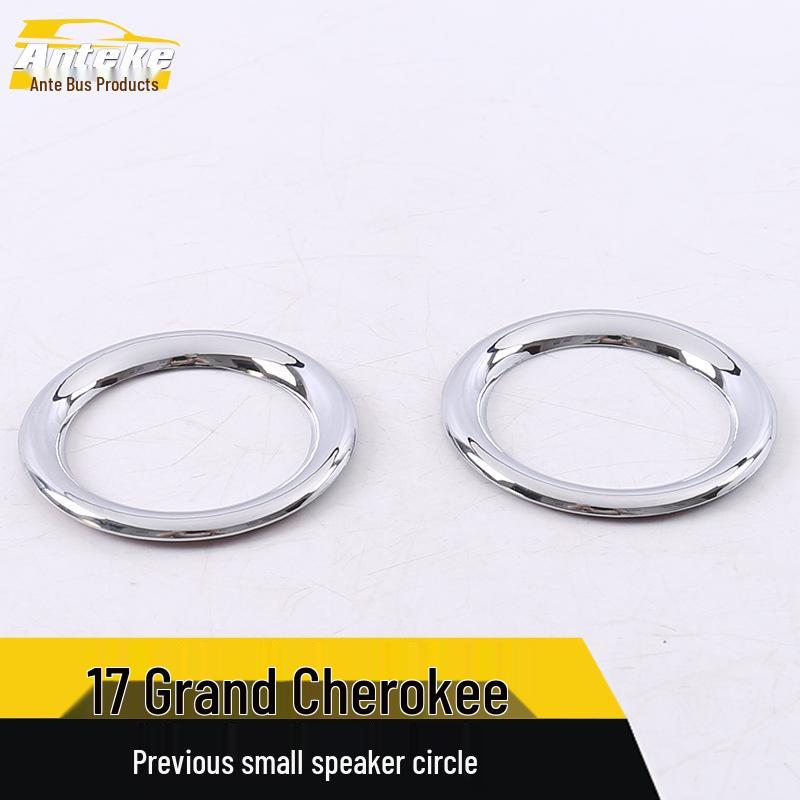 Fits 17 Grand Cherokee Models: Front Small Speaker Box Bright Ring & Center Console Dashboard Speaker Cover Patch