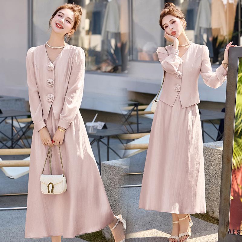 Stylish Spring/Summer 2025 Suit: Trendy Coat & Midi Skirt Set YB8865